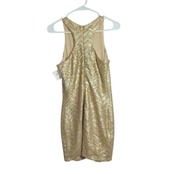 NWT Impeccable Pig Racerback Gold Sequin Sleeveless Mini Dress Size Small - Picture 2 of 9